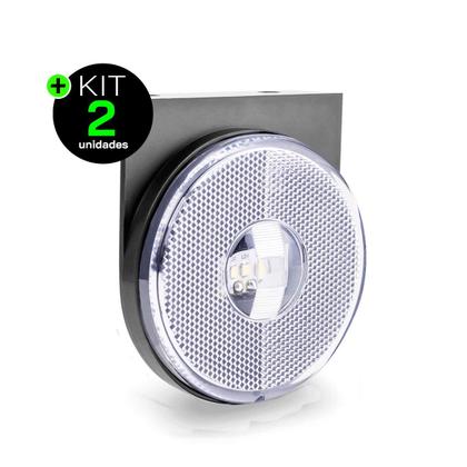 Imagem de Kit 2 Lanternas Lateral Carreta LED Cristal 85mm com Suporte com Fio 12V 24V