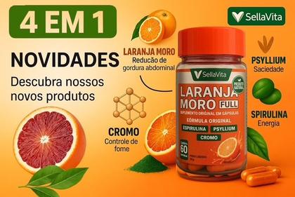 Imagem de Kit 2 Laranja Moro FULL + Cromo + Spirulina + Psyllium 60 Cáps 4 em 1 - SellaVita
