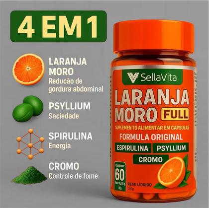 Imagem de Kit 2 Laranja Moro FULL + Cromo + Spirulina + Psyllium 60 Cáps 4 em 1 - SellaVita