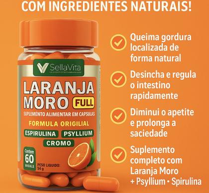 Imagem de Kit 2 Laranja Moro FULL + Cromo + Spirulina + Psyllium 60 Cáps 4 em 1 - SellaVita