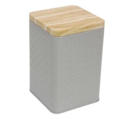 Imagem de Kit 2 Latas Porta Mantimento Tampa Bambu Açúcar E Café