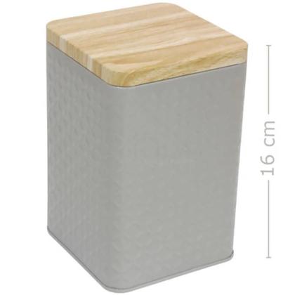 Imagem de Kit 2 Latas Porta Mantimento Tampa Bambu Açúcar E Café