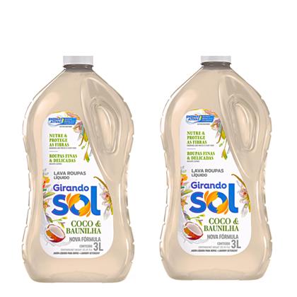 Imagem de Kit 2 Lava Roupas Líquido Girando Sol 3 Litros Fragrancias:Coco e Baunilha