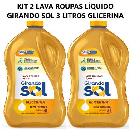 Imagem de Kit 2 Lava Roupas Líquido Girando Sol 3 Litros Glicerina