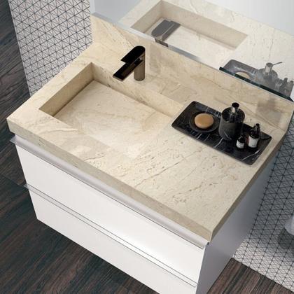 Imagem de Kit 2 Lavatórios em Porcelanato para Banheiro 80cm com Cuba Esculpida