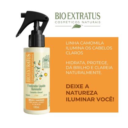 Imagem de Kit 2 Leave In Protetor Térmico Finalizador Camomila e Girassol Cabelos Loiros 100ml Spray Bio Extratus