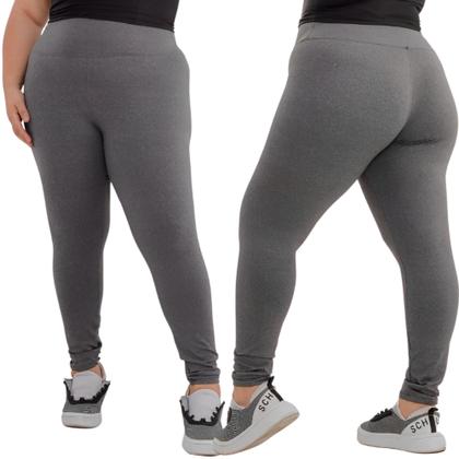 Imagem de Kit 2 Legging Plus Size Feminina Calça Cintura Alta Zero Transparência Academia Fitness