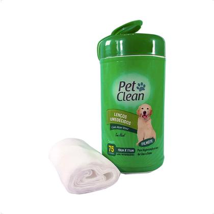 Imagem de Kit 2 Lenço Umedecido Pet Clean para Cães e Gatos Filhotes - 75 Unidades