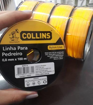 Imagem de Kit 2 Linha Pedreiro Nylon Amarela 0,8mm X 100mts Lápis Collins