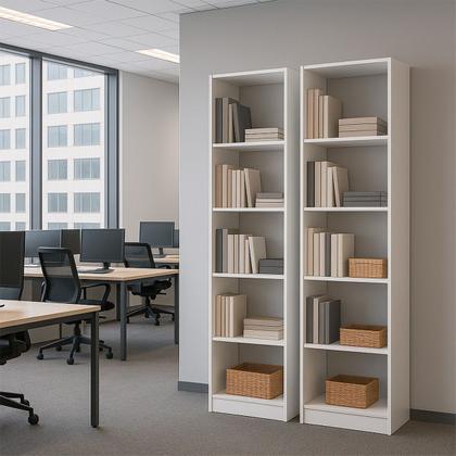 Imagem de Kit 2 Livreiros para Sala Escritório Quarto Estante Multiuso Prateleiras Conjunto Biblioteca Organizador