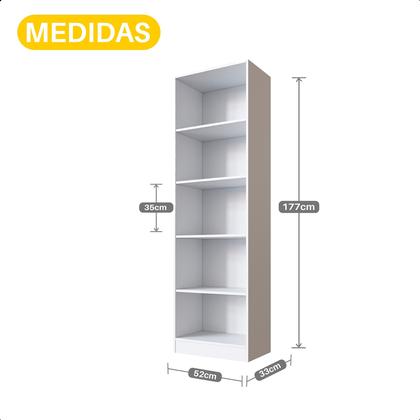 Imagem de Kit 2 Livreiros para Sala Escritório Quarto Estante Multiuso Prateleiras Conjunto Biblioteca Organizador