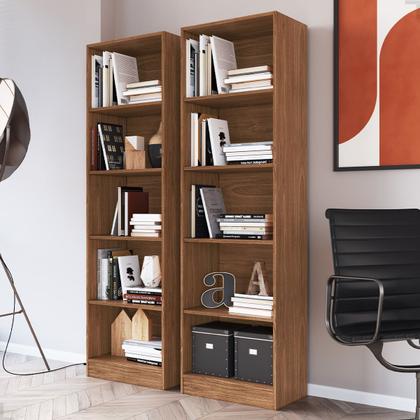 Imagem de Kit 2 Livreiros para Sala Escritório Quarto Estante Multiuso Prateleiras Conjunto Biblioteca Organizador