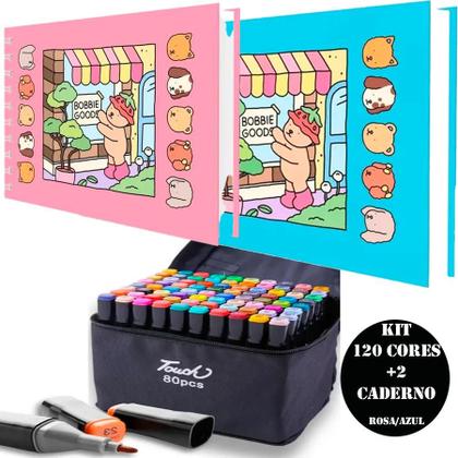 Imagem de Kit 2 Livrinho de Pintura Bobbie Goods + Canetinha 80 Cores