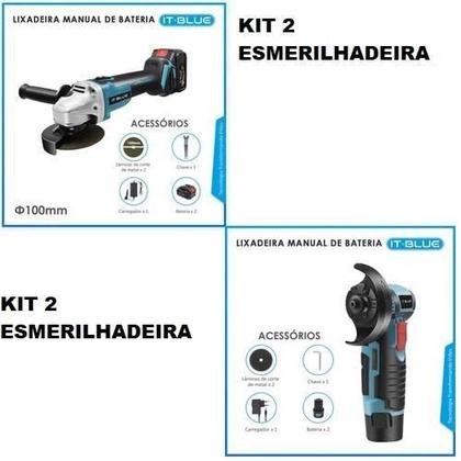 Imagem de Kit 2 Lixadeira Esmerilhadeira A Bateria 21V Profissional