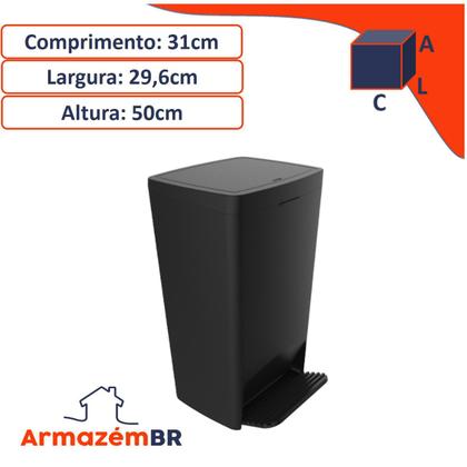 Imagem de Kit 2 Lixeira 25 Litros Smart Com Pedal Cesto De Lixo Plástico Cozinha - Crippa