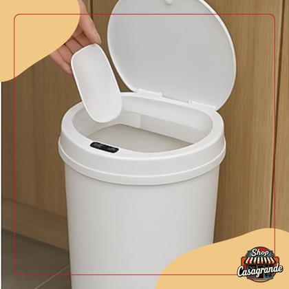 Imagem de Kit 2 Lixeira Automática Redonda 12 Litros com Sensor de Proximidade Recarregável Banheiro Cozinha Globalmix