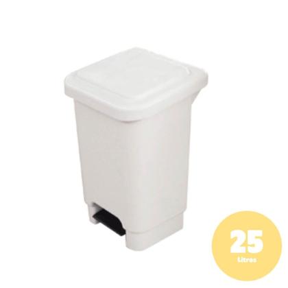 Imagem de Kit 2 Lixeira de Plástico Polietileno 25L com Pedal Branco