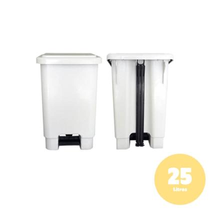 Imagem de Kit 2 Lixeira de Plástico Polietileno 25L com Pedal Branco