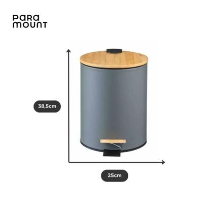 Imagem de Kit 2 Lixeira Em Inox E Tampa Bambu 12 Litros Com Pedal