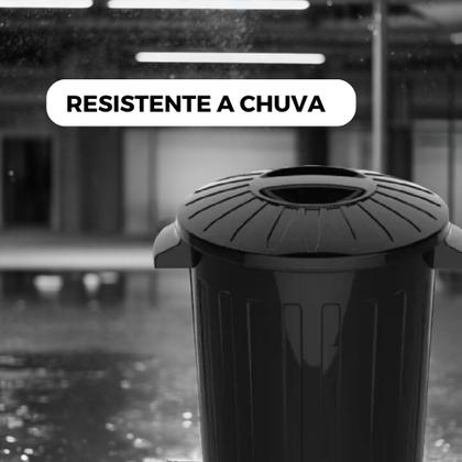 Imagem de Kit 2 Lixeira Grande Resistente Multiuso Redonda Tampa Preta 30 Litros
