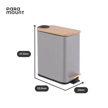 Imagem de Kit 2 Lixeira Retangular Tampa Bambu 5 Litros Cinza