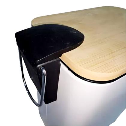 Imagem de Kit 2 Lixeira Retangular Tampa Bambu 5 Litros Com Pedal