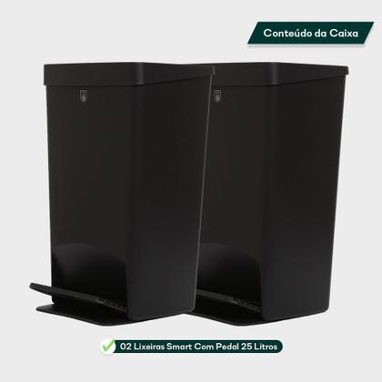 Imagem de Kit 2 Lixeiras 25L Smart Multiuso Em Plástico Reforçada