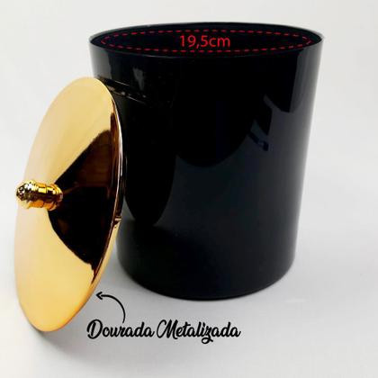 Imagem de Kit 2 Lixeiras 5 Litros Com Tampa Dourada Metalizada Plástica Para Cozinha Banheiro - AMZ