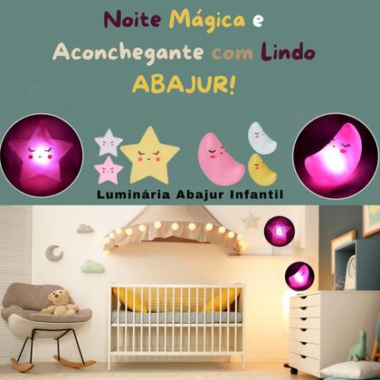 Imagem de Kit 2 Luminária Abajur Lua e Estrela Infantil Baby Mesa Decoração