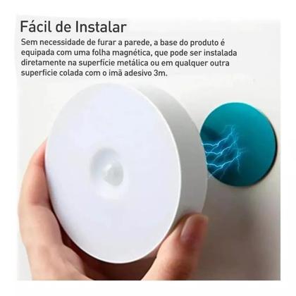 Imagem de Kit 2 Luminária Lâmpada Led Sensor PresençaRecarregável USB