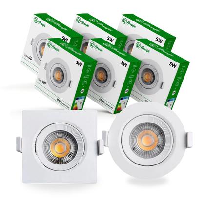 Imagem de Kit 2 Luminária Led Spot 5W Redondo Quadrado Embutido Branco Frio Quente 3000k 6500k Bivolt