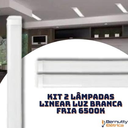 Imagem de Kit 2 Luminária Linear Flat Led 40w Sobrepor Slim Calha