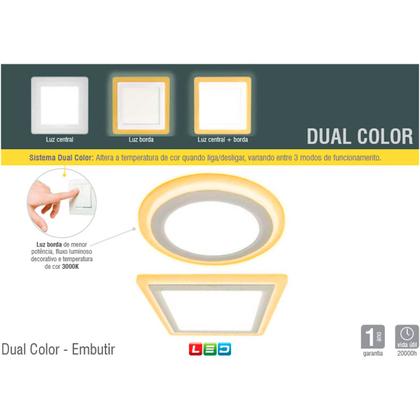 Imagem de kit 2 LUMINÁRIA PAINEL LED DUAL COLOR 6W+3W EMBUTIR QUADRADO