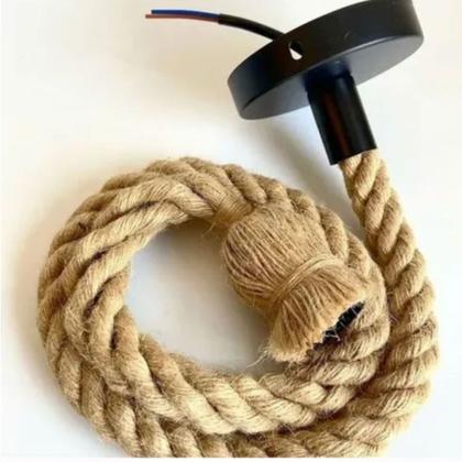 Imagem de Kit 2 Luminária Pendente Corda 1,80cm em Sisal Designer Rústico