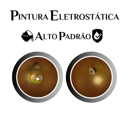 Imagem de Kit 2 Luminária Pendente Meia Lua 34cm Com Interior Cobre Com Fiação 110/220v