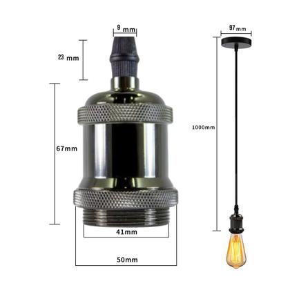 Imagem de Kit 2 Luminária Pendente Soquete Bocal E27 Com Lâmpada Led Vintage Luz Amarela Formato Pêra