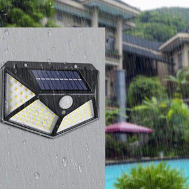 Imagem de KIT 2 Luminária Solar 100 Leds Com Sensor Jardim Prova D'Água