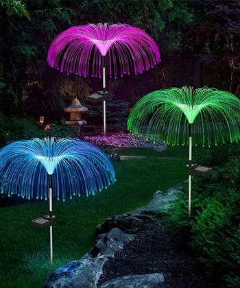 Imagem de Kit 2 Luminária Solar Decorativa Colorido Luzes LED Jardim