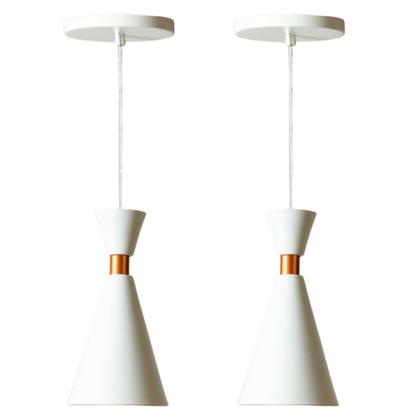 Imagem de Kit 2 Luminárias Cone Mini Pequim Branco Com Cobre 24cm