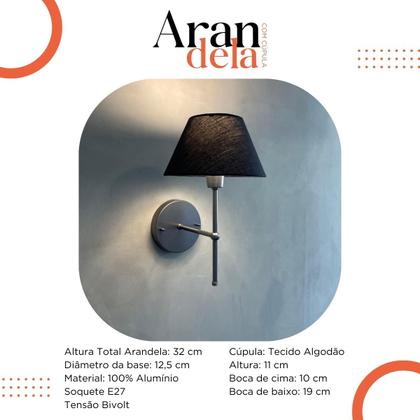 Imagem de Kit 2 Luminarias De Parede Arandelas Dormitorio Quarto Lateral De Cama Cupula Tecido Algodao Bivolt 110v220v