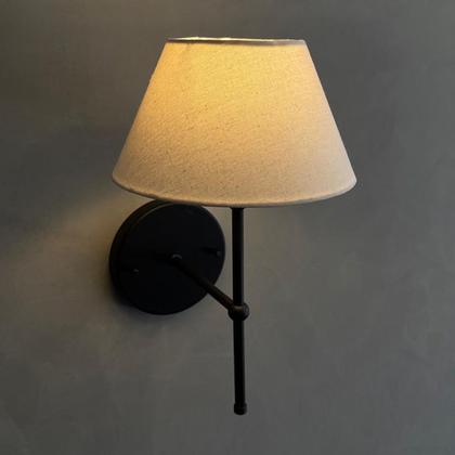 Imagem de Kit 2 Luminarias De Parede Arandelas Dormitorio Quarto Lateral De Cama Cupula Tecido Algodao Bivolt 110v220v