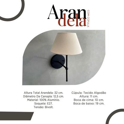 Imagem de Kit 2 Luminarias De Parede Arandelas Dormitorio Quarto Lateral De Cama Cupula Tecido Algodao Bivolt 110v220v