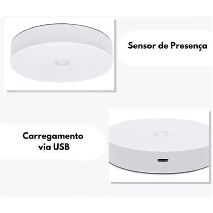 Imagem de Kit 2 Luminárias LED S Fio C Sensor de Presença Recarregáveis USB
