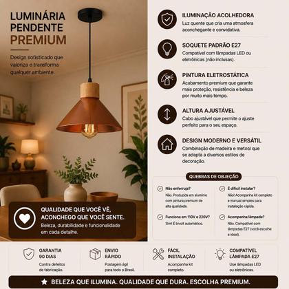 Imagem de Kit 2 Luminárias Pendentes de Teto Modernas para Sala Cozinha Bancada Decoração