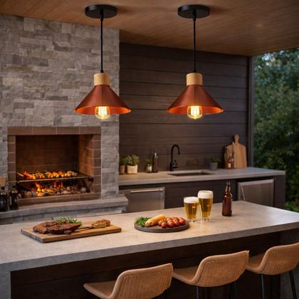 Imagem de Kit 2 Luminárias Pendentes de Teto Modernas para Sala Cozinha Bancada Decoração