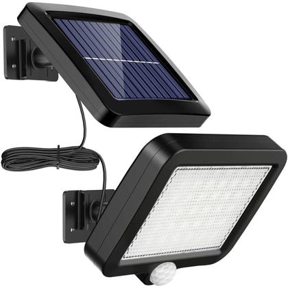 Imagem de Kit 2 Luminárias Solar 56 Leds Luz De Jardim Para Parede Com Sensor De Presença Com 3 Funções