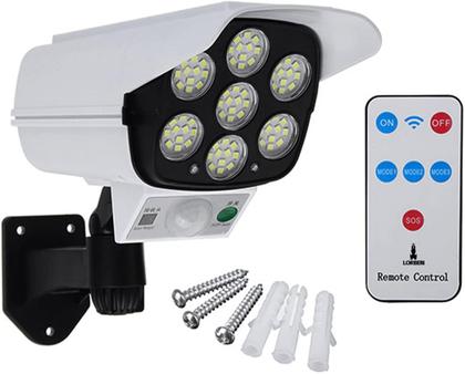 Imagem de Kit 2 Luminárias Solar Sensor Presença Parede Funções Câmera Falsa