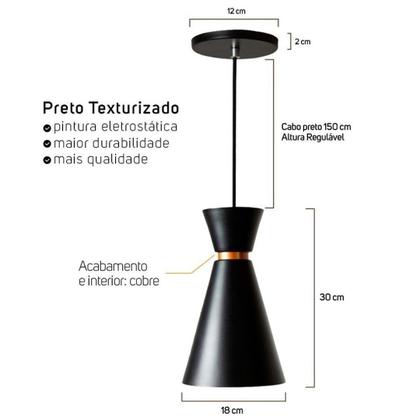 Imagem de Kit 2 Lustre Pendente Pequim Preto Para Recepção