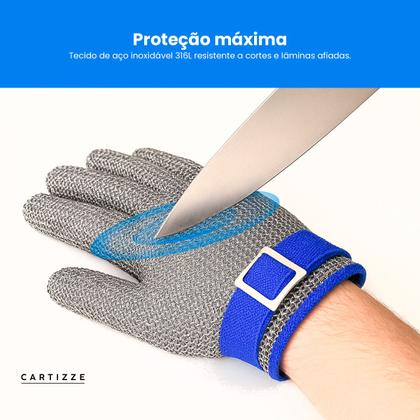 Imagem de Kit 2 Luva Anti Corte Cozinha Açougueiro Aço Inox Segurança