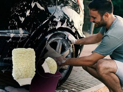 Imagem de KIT 2 Luva P/ Lavar E Dar Brilho Lustrar Dupla Face Carros